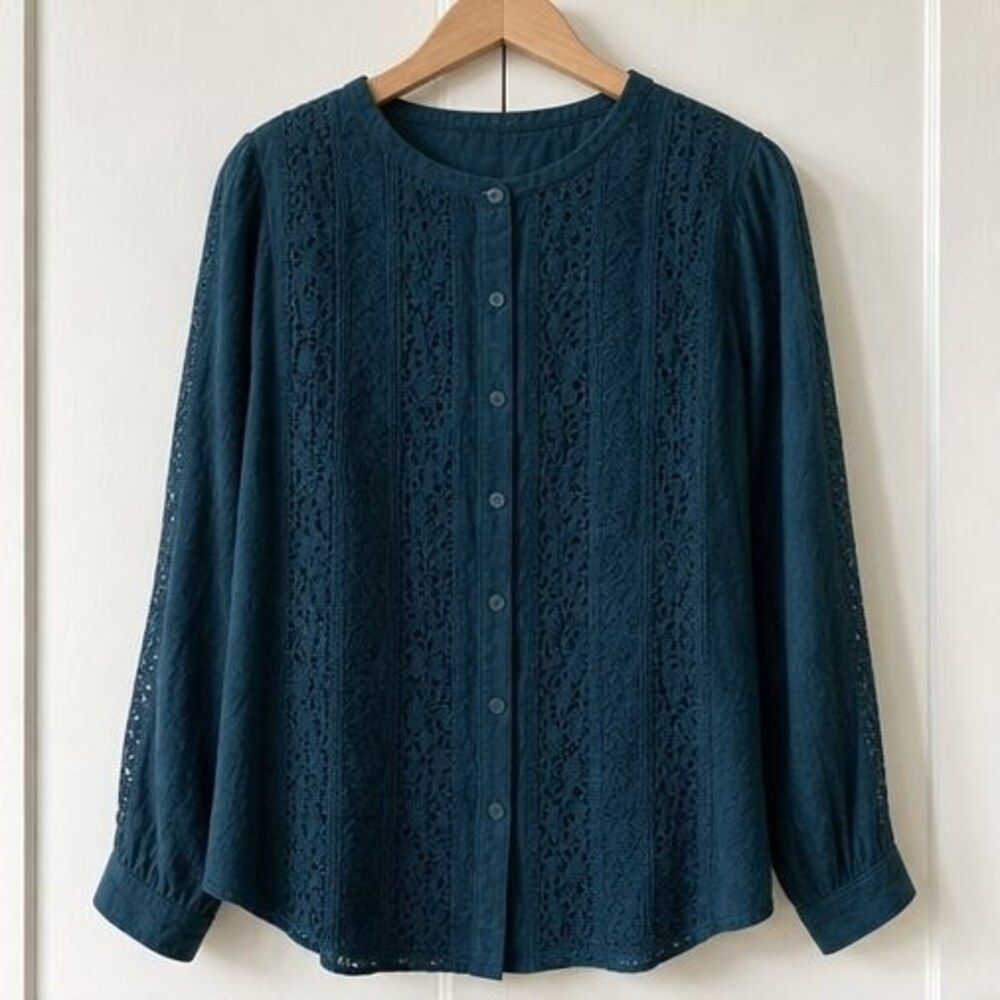 Teal Tie Neck Blouse